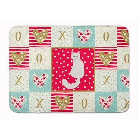 Carolines Treasures 19 x 27 in. Turkish Angora Cat Love Machine Washable Memory Foam Mat CK5801RUG